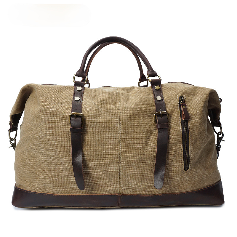Men's Travel Canvas Leather Duffel Bag