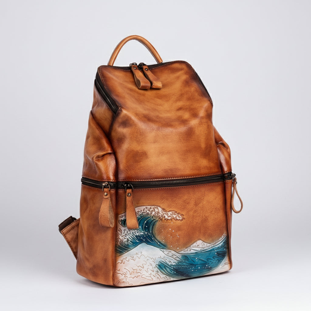 Seawave Embossed Leather Women School Backpack