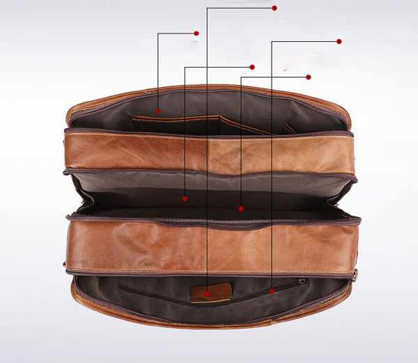 Men's Handmade Leather Business Briefcase