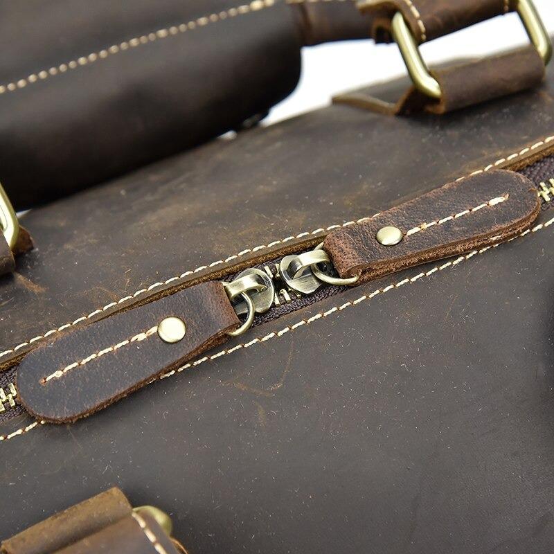 Dark Brown Crazy Horse Leather Duffel Bag