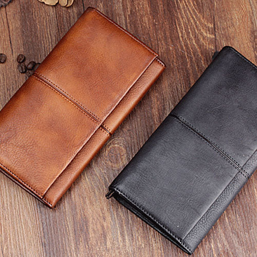 Handmade Leather Cool Long Leather Wallet Bifold Clutch Wallet