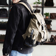 Load image into Gallery viewer, Vintage Canvas Backpack Waterproof Traveling Hiking Rucksack
