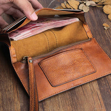 Load image into Gallery viewer, Handmade Leather Cool Long Leather Wallet Bifold Clutch Wallet
