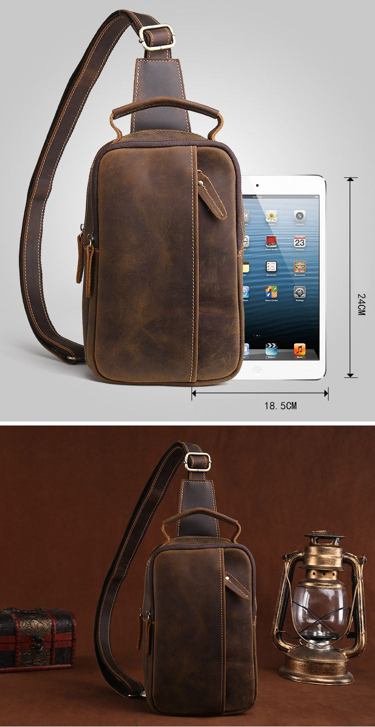Leather Small Sling Bag for Men