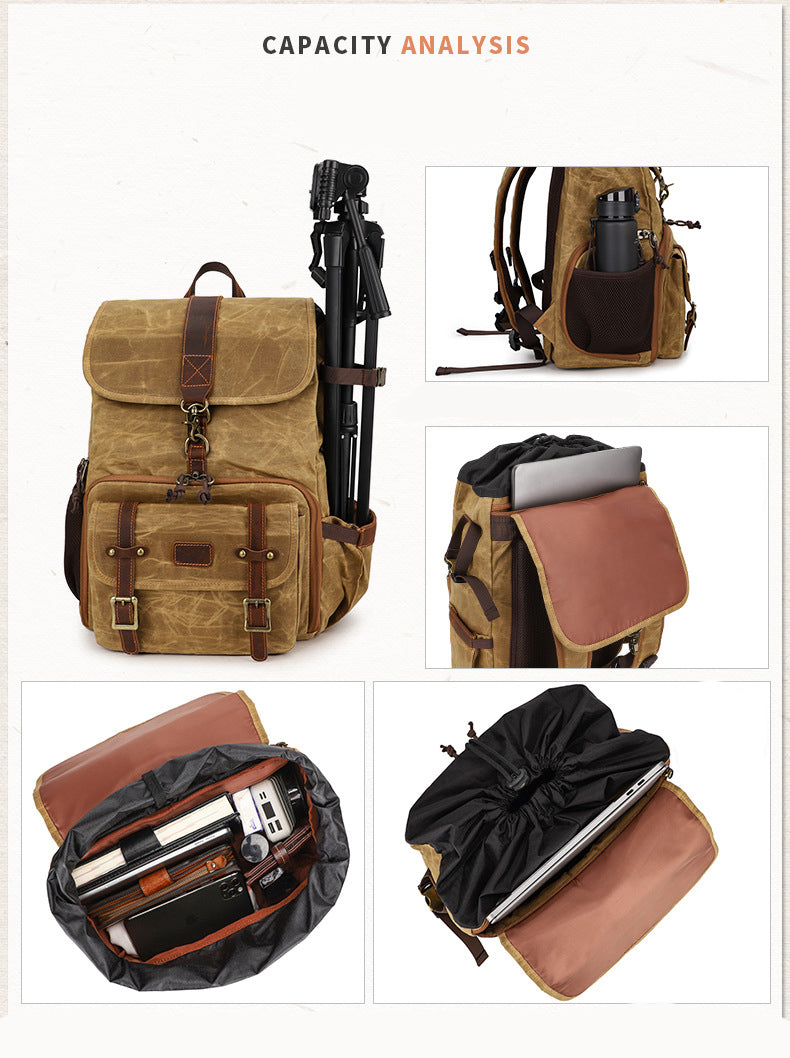 Waterproof Canvas Camera Backpack Photography Bag
