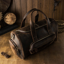 Load image into Gallery viewer, Dark Brown Full Grain Leather Weekender Travel Duffel Bag
