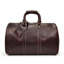 Load image into Gallery viewer, Burgundy Simple Travel Weekender Leather Duffel Bag
