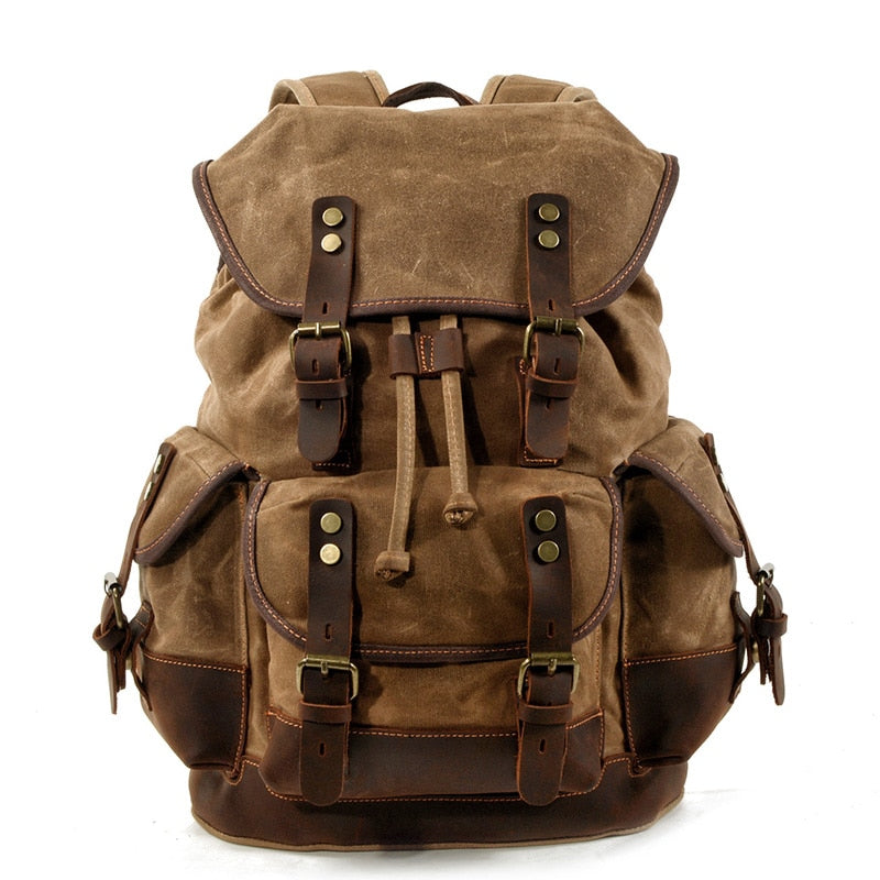 Large Travel Waxed Canvas Outdoor Laptop Backpack