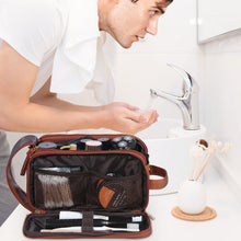 Load image into Gallery viewer, Groomsmen Gift Toiletry Bag, Vegan Leather Dopp Kit, Water-Resistant Bathroom Toiletries Organizer, PU Leather Cosmetic Bags, Christmas Gift
