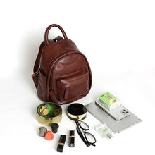 Load image into Gallery viewer, Vintage Ladies Mini Brown Leather Backpack Purse Small Leather Backpacks for Women
