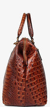 Load image into Gallery viewer, Crocodile Patterned Leather Travel Bag Weekender Bag Overnight Leather Duffel
