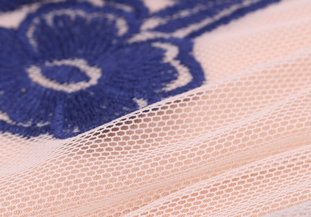 Embroidery Lace Sheer Long Sleeve Deep V Neck Boho Bohemian Beach Dress Gown