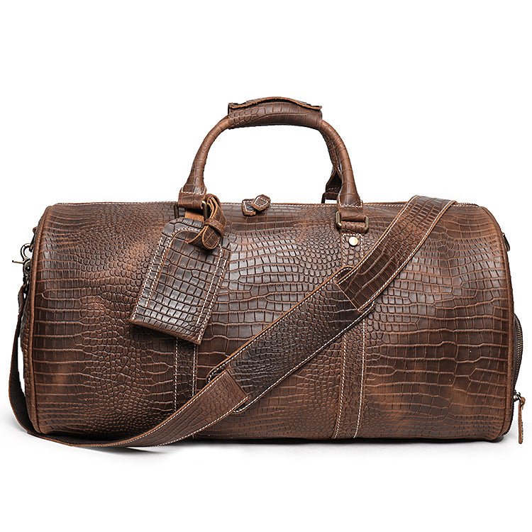Brown Cowhide Travel Duffel Weekender Bag for Men