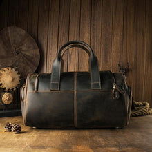 Load image into Gallery viewer, Dark Brown Full Grain Leather Weekender Travel Duffel Bag
