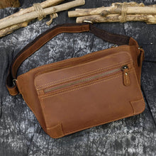 Load image into Gallery viewer, Men&#39;s Zipper Crossbody Sling Leather Bag
