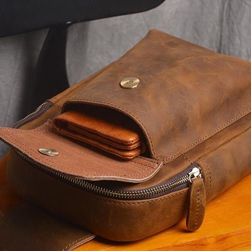 Mens Shoulder Crossbody Leather Sling Bag