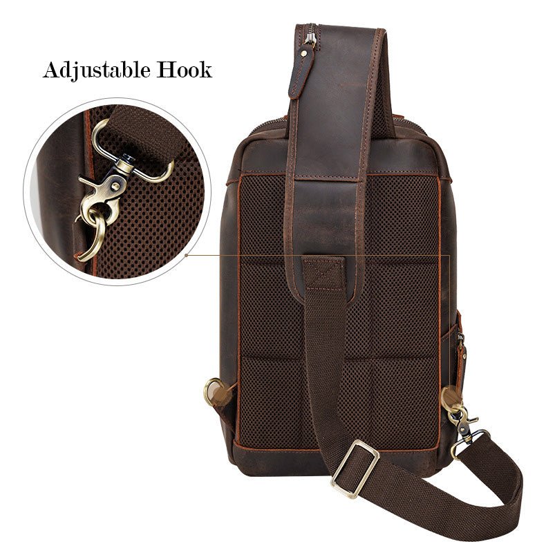 Crossbody Trip Chest Leather Sling Bag for Men