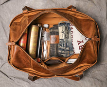 Load image into Gallery viewer, Vintage Mens Travel Weekender Leather Duffel Bag
