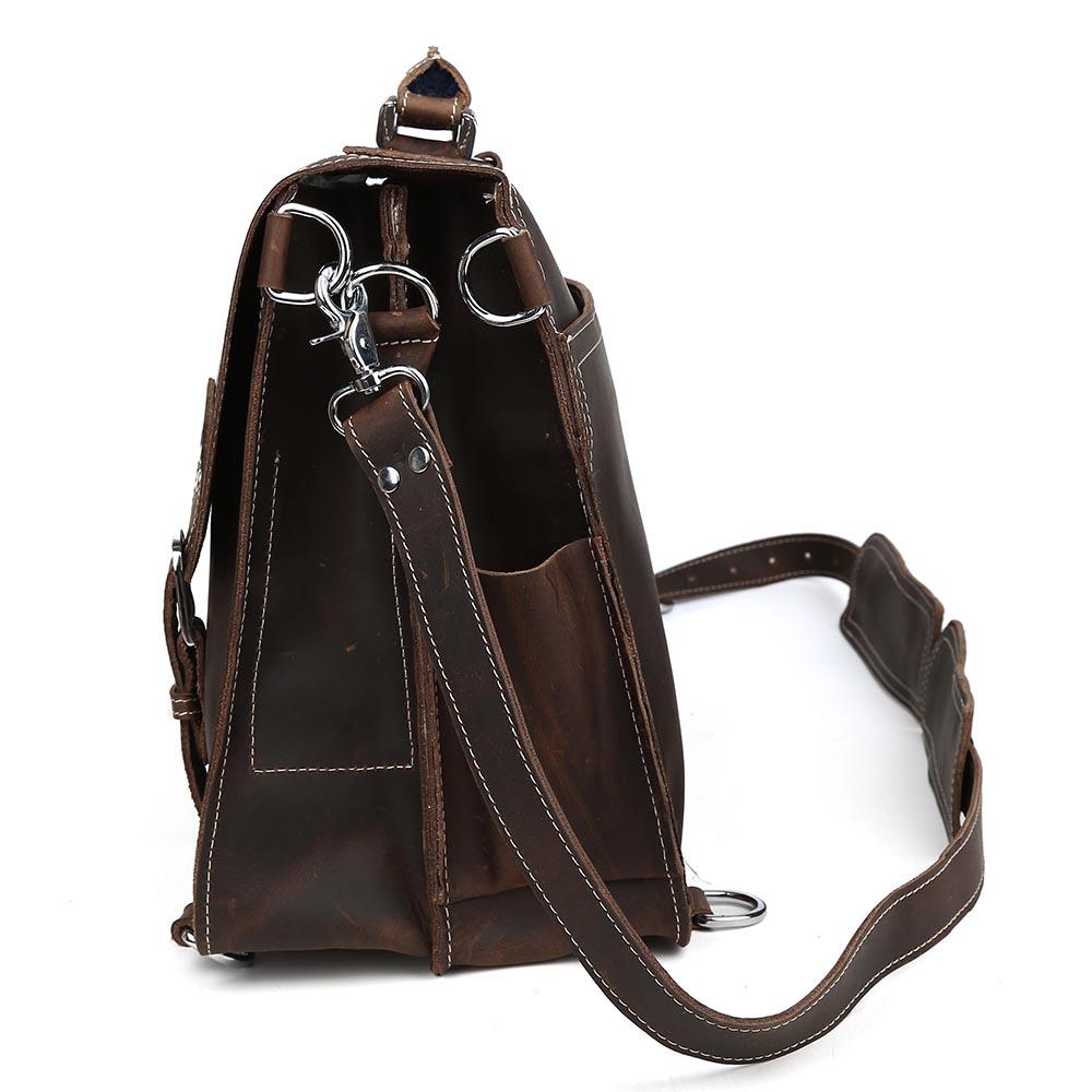 Coffee Leather Shoulder Messenger Bag