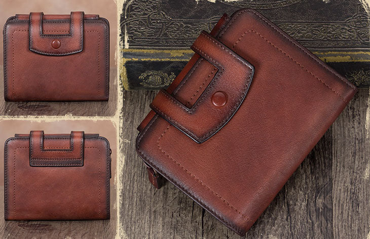 Chic Womens Short Leather Clutch Wallet with Coin Pocket and Card Holders For Women