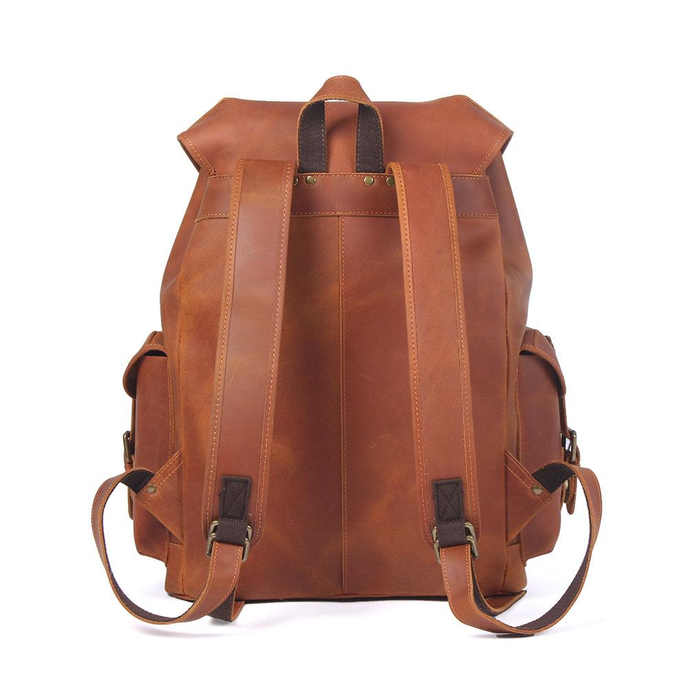 Dark Coffee Leather Full Grain School Backpack