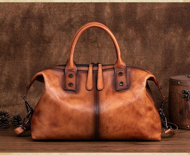 Tote Bag Top Handle Shoulder Bag Medium Designer Retro Leather Handbag for Women