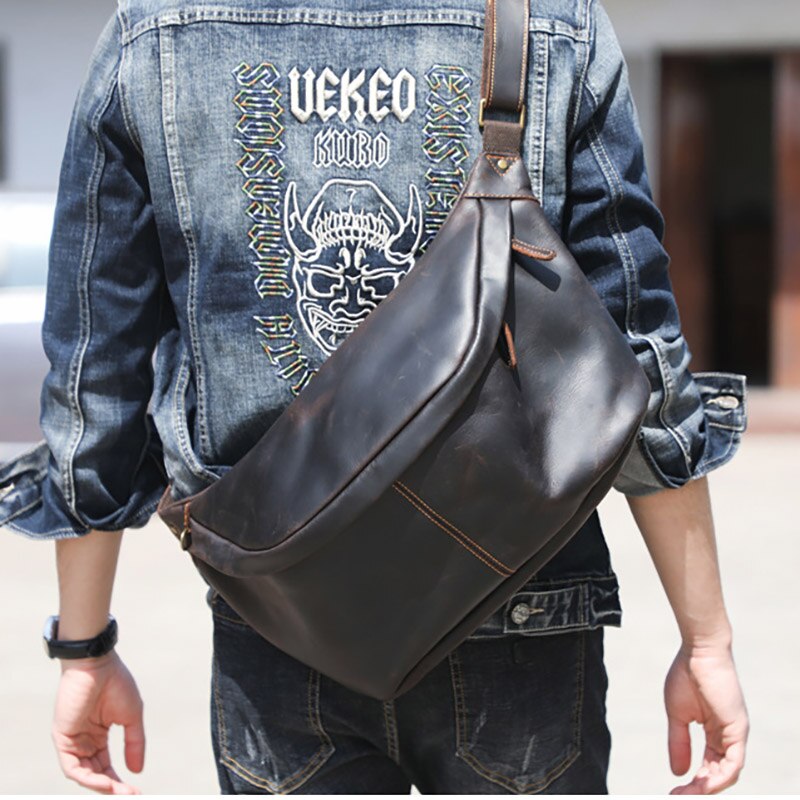 Large Leather Shoulder Cross Body Sling Bag