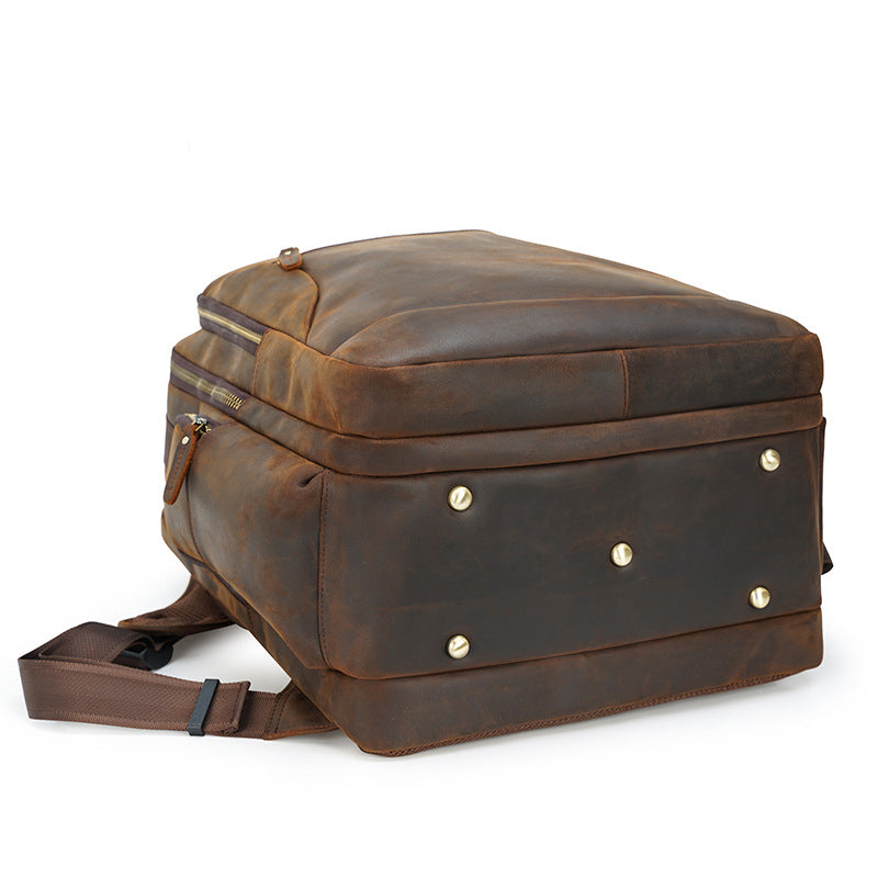 Extra Large Full Grain Leather 17.3" Laptop School Backpack