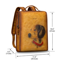 Load image into Gallery viewer, Art Leather Backpack Hand Painted Handmade Satchel Casual Daypack
