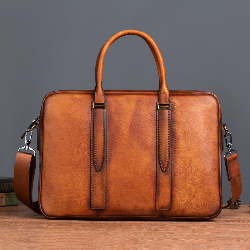 Large Vintage Leather Casual Briefcase for Men