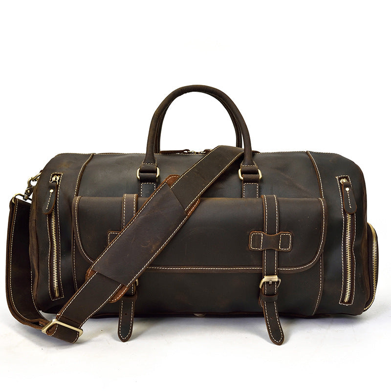 Vintage Men Leather Travel Weekender Duffel Bag