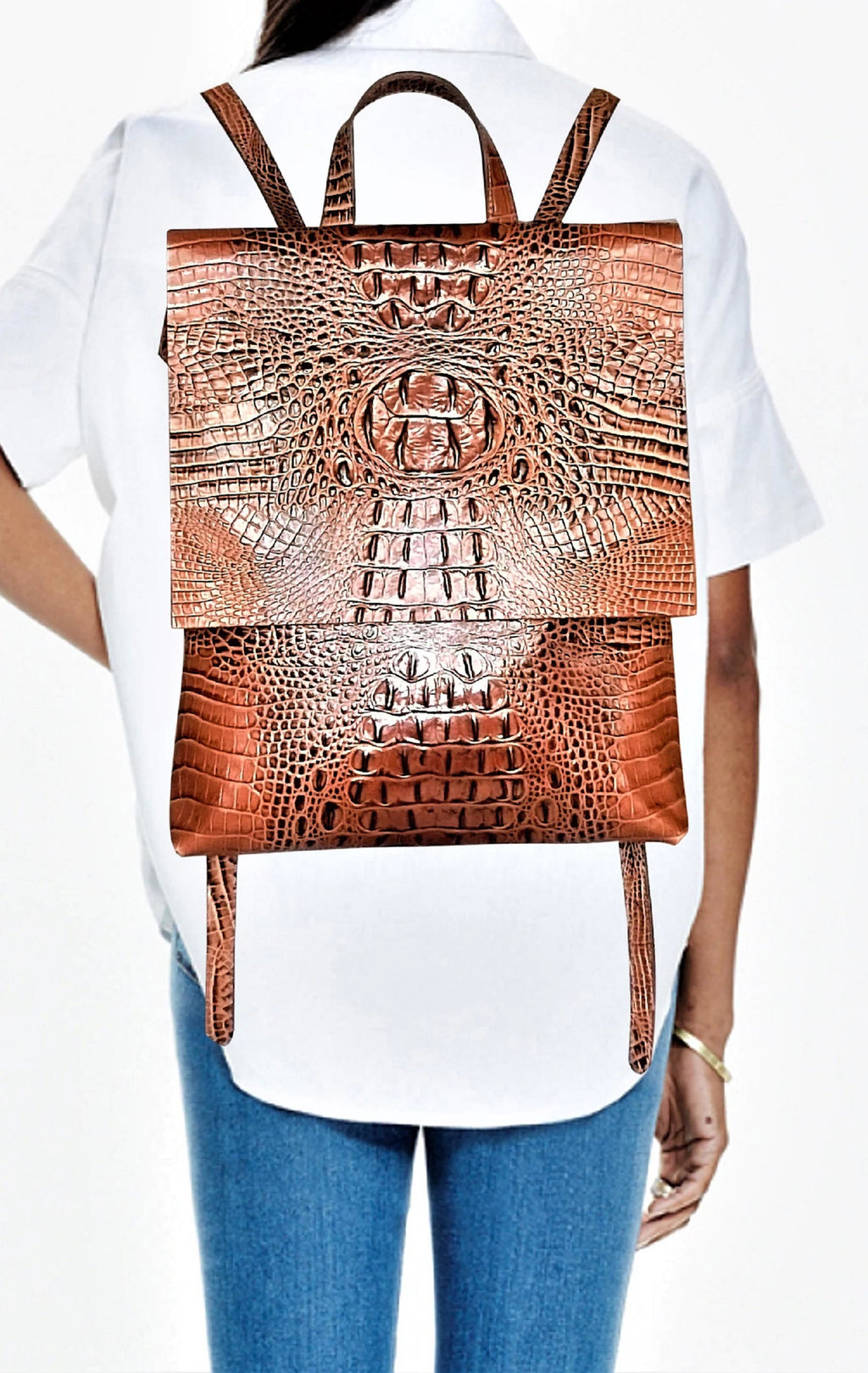 Brown  Leather Backpack for Women