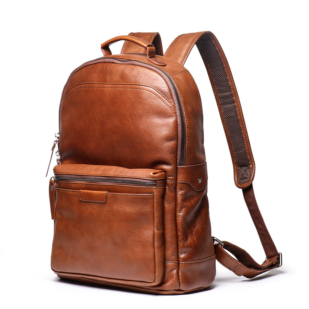 Handmade Full Grain Leather School Backpack for Men Laptop Bag Travel Backpack