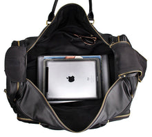 Load image into Gallery viewer, Black Large Trave Weekender Leather Duffel Bag
