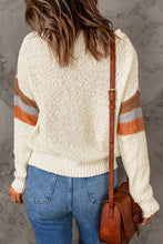 Load image into Gallery viewer, Beige Chevron Striped Drop Shoulder Sweater
