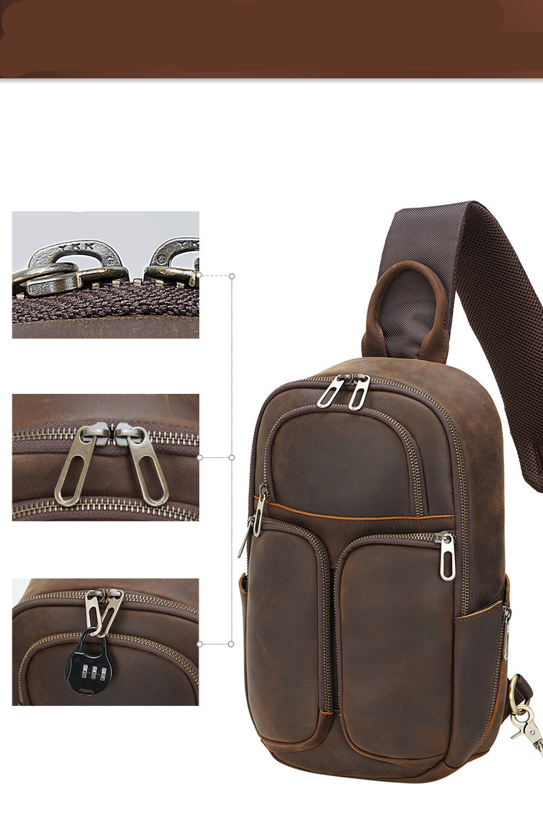 Shoulder Crazy Horse Leather Chest Sling Bag