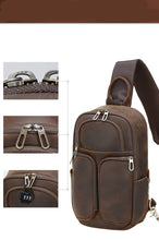 Load image into Gallery viewer, Shoulder Crazy Horse Leather Chest Sling Bag
