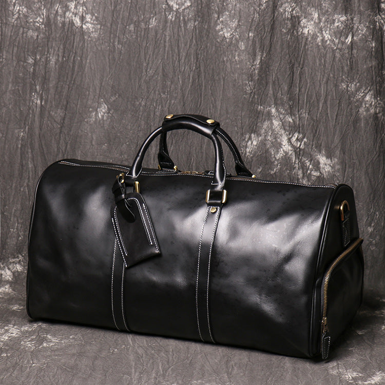 Birthday Gift Simple Vintage Leather Duffel Bag With Shoe Compartment Travel Bag