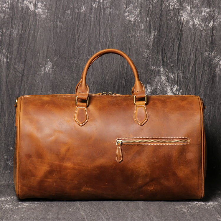 Cowhide Leather Overnight Travel Weekender Duffel Bag