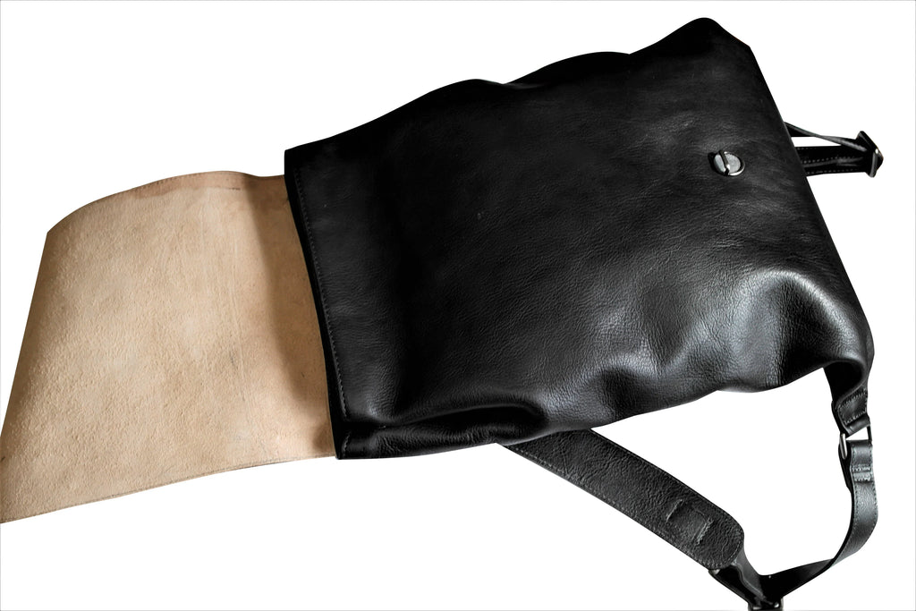 Black Leather Backpack for Women