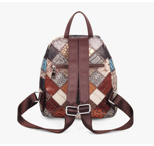 Load image into Gallery viewer, Small Patchwork Zipper Leather Backpack Bag for women

