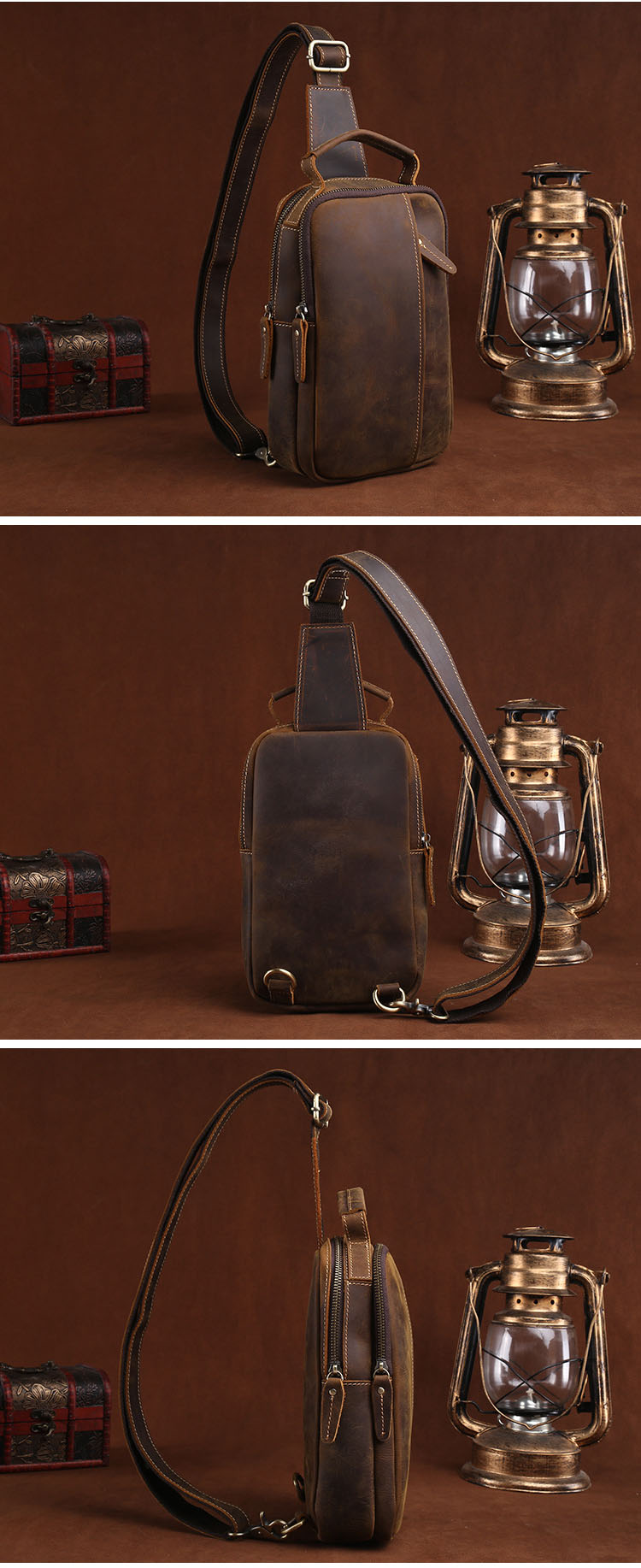 Leather Small Sling Bag for Men