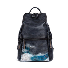 Load image into Gallery viewer, Seawave Embossed Leather Women School Backpack
