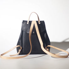 Load image into Gallery viewer, Fashon Womens Black Leather Backpack Bag Purse School Bag
