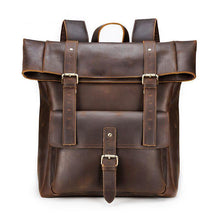 Load image into Gallery viewer, Brown Classic Leather Convertible School Backpack

