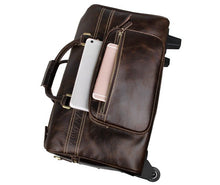 Load image into Gallery viewer, Coffee Leather Trolley Bag Carry on
