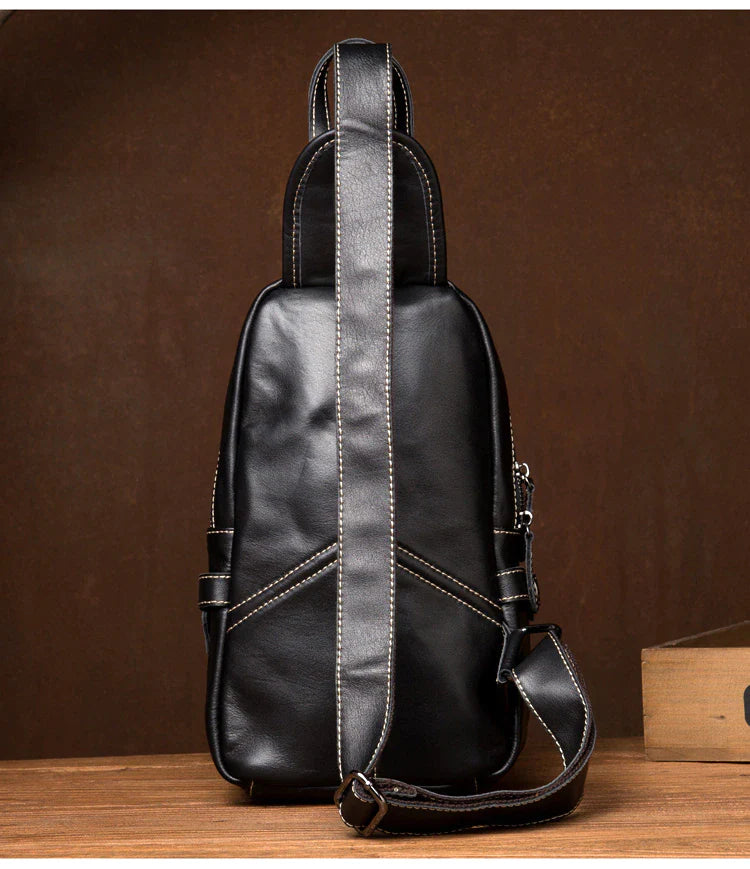 Classic Zipper Leather Sling Bag