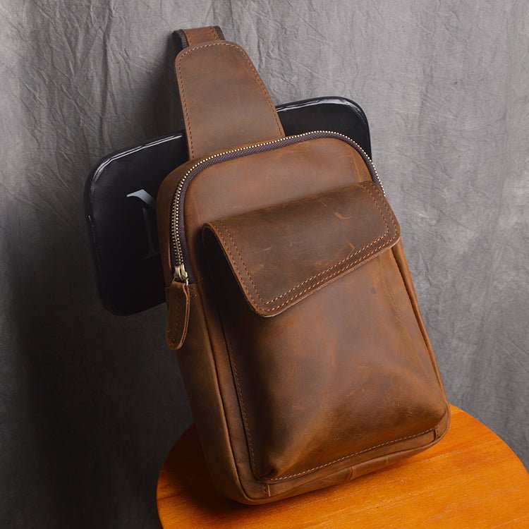 Mens Shoulder Crossbody Leather Sling Bag