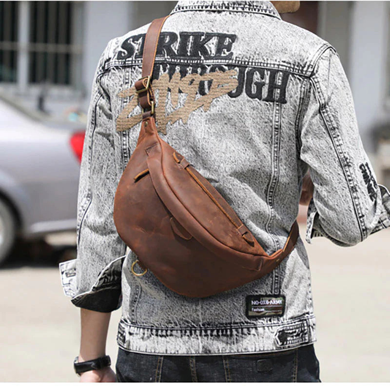 Classic Leather Vintage Cross Body Sling Bag for Men