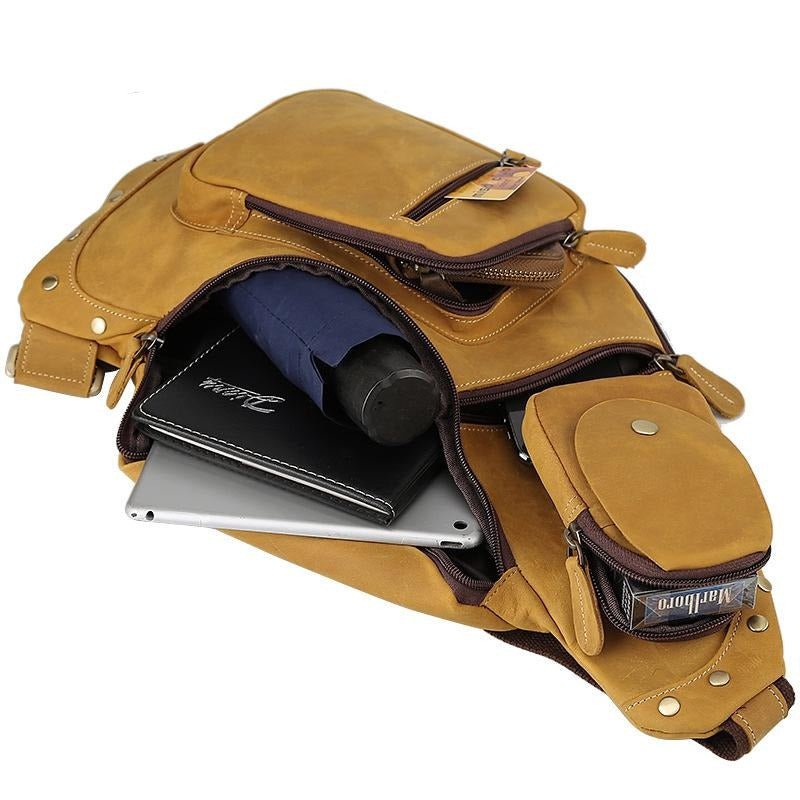 Cowhide Leather Cross Body Sling Bag for Men